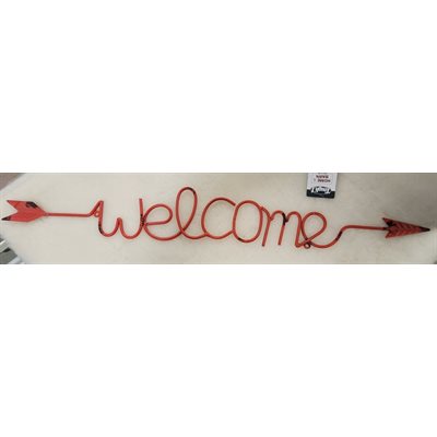 WELCOME ARROW WALL HANGING RED